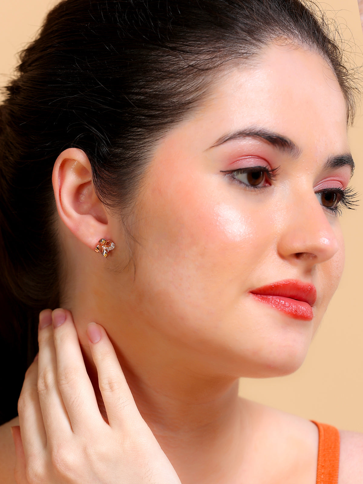 Crystal Bow Cross Stud Earrings
