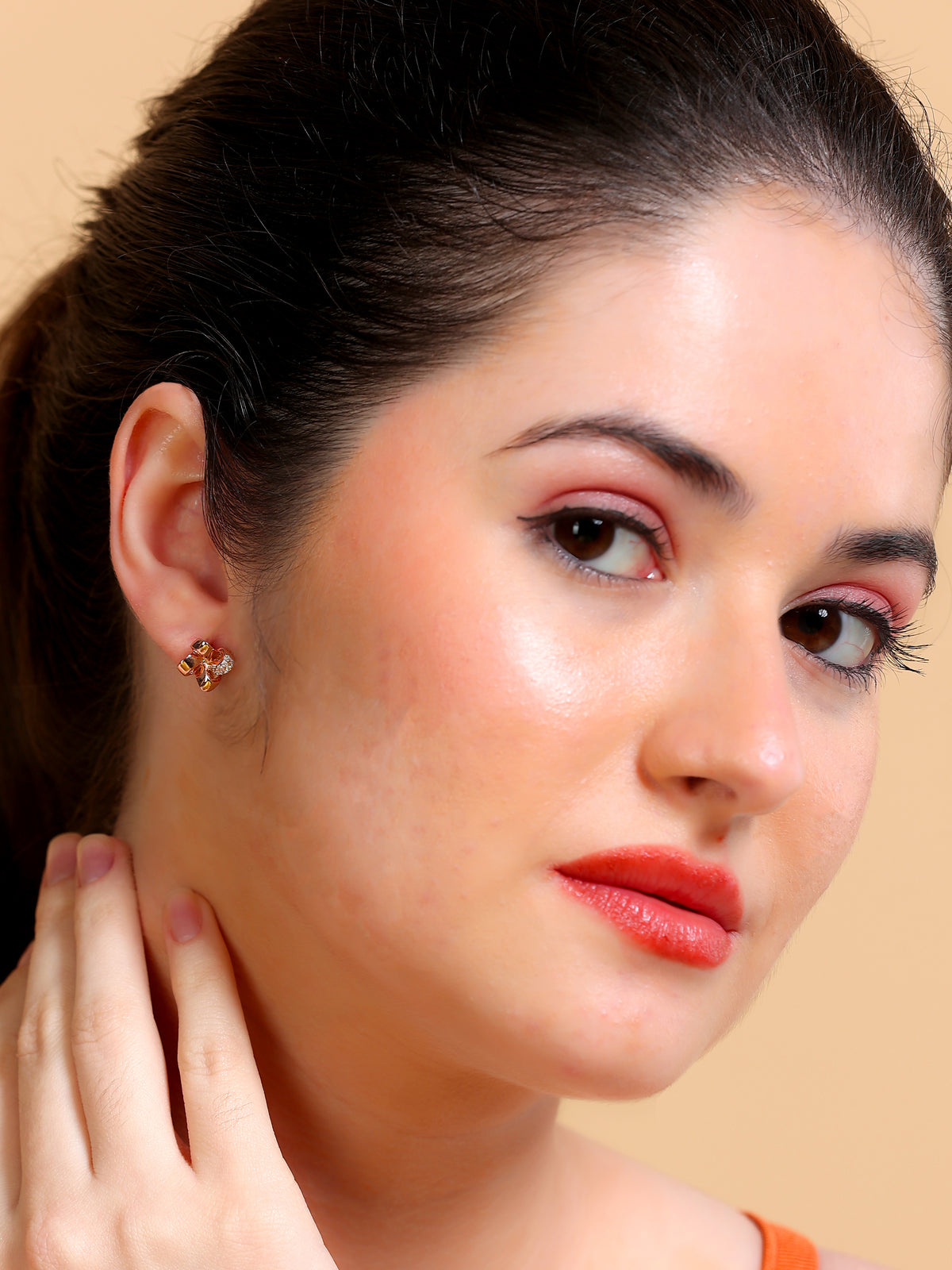 Crystal Bow Cross Stud Earrings