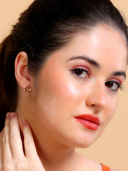 Crystal Bow Cross Stud Earrings