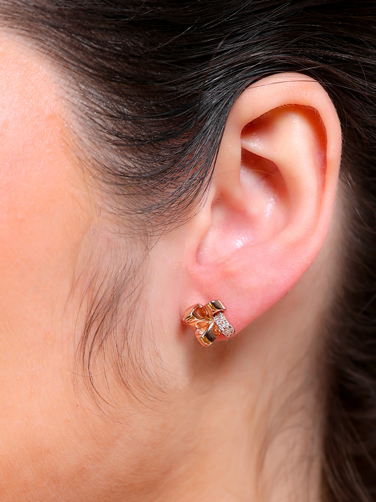 Crystal Bow Cross Stud Earrings