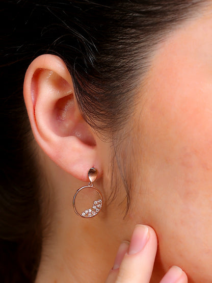 Crystal Cluster Open Circle Drop Earrings