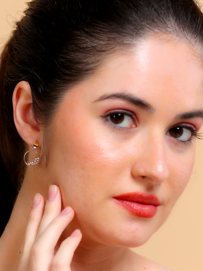 Crystal Cluster Open Circle Drop Earrings