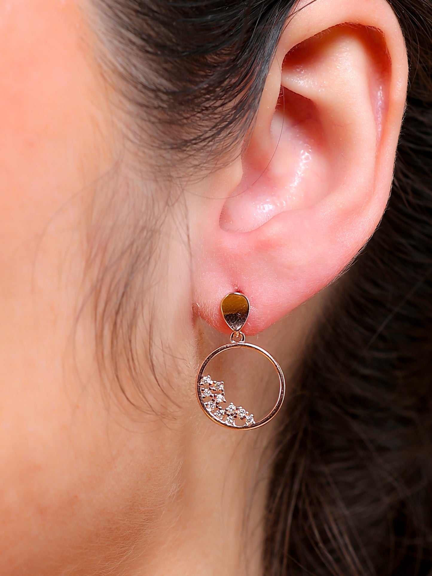 Crystal Cluster Open Circle Drop Earrings