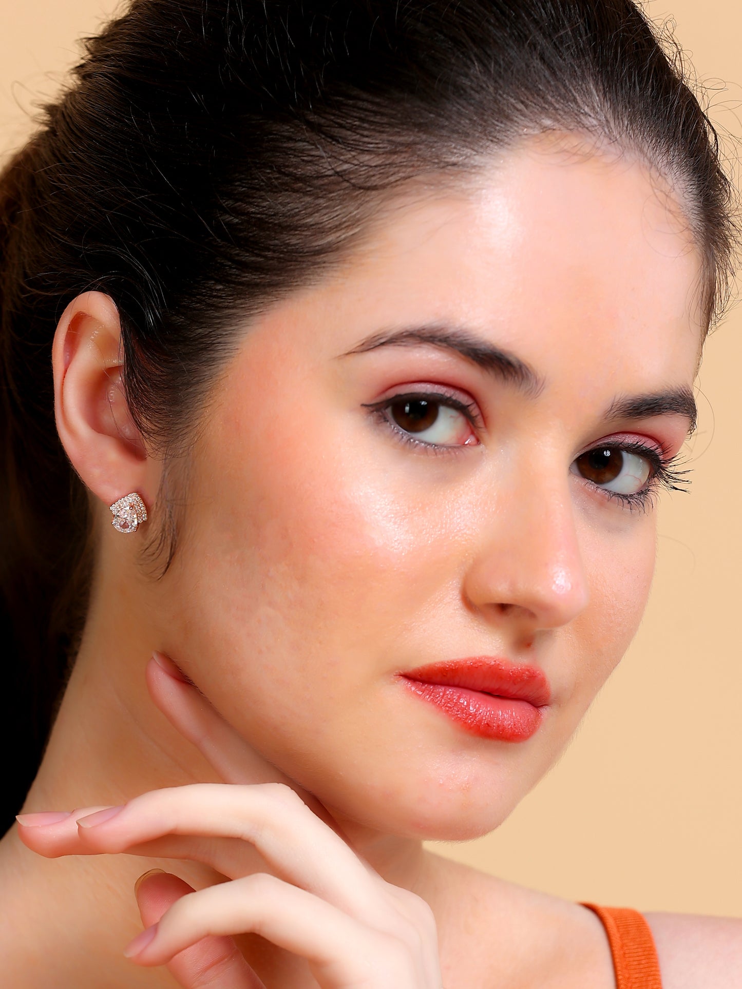 Pear Crystal Halo Stud Earrings