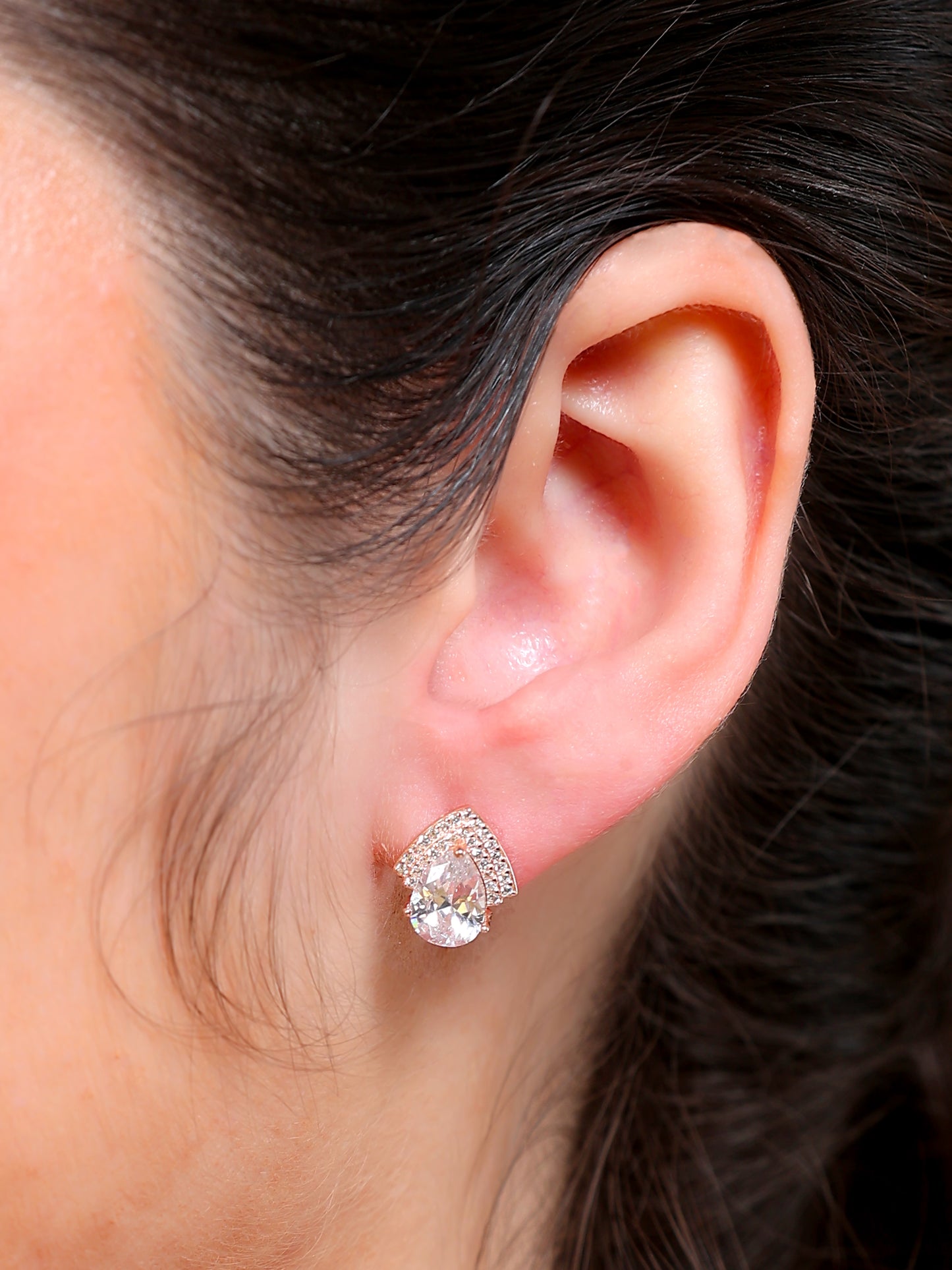 Pear Crystal Halo Stud Earrings