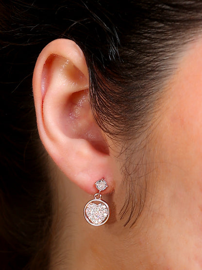 PavŽ Circle Drop Stud Earrings