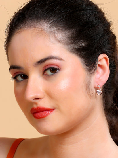 PavŽ Circle Drop Stud Earrings