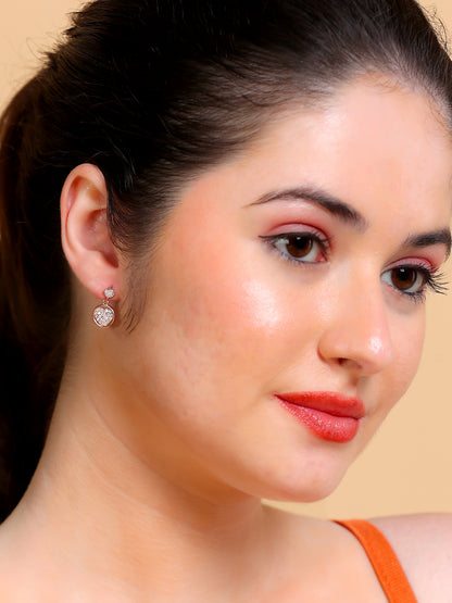 PavŽ Circle Drop Stud Earrings