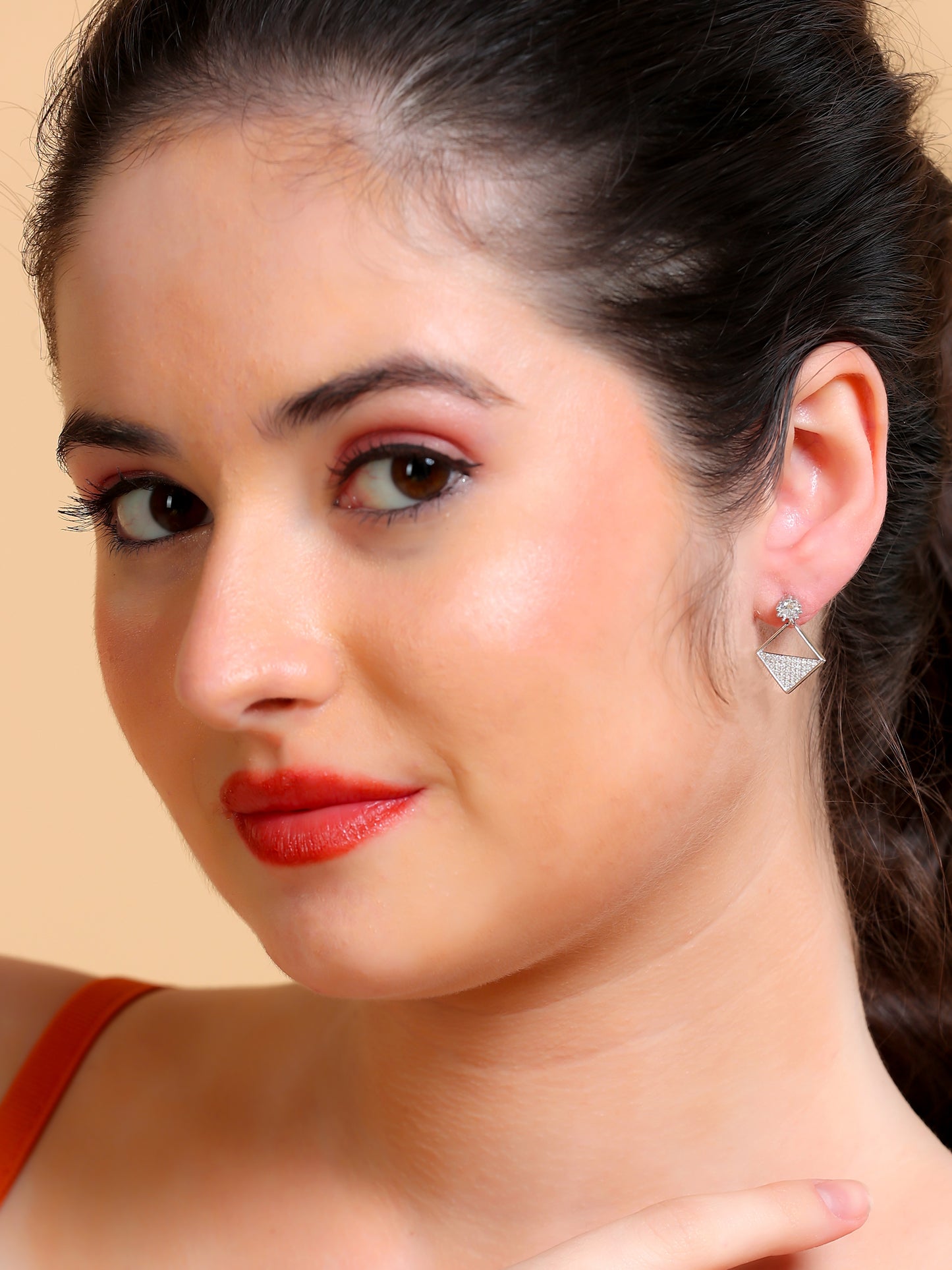PavŽ Diamond-Shape Drop Earrings