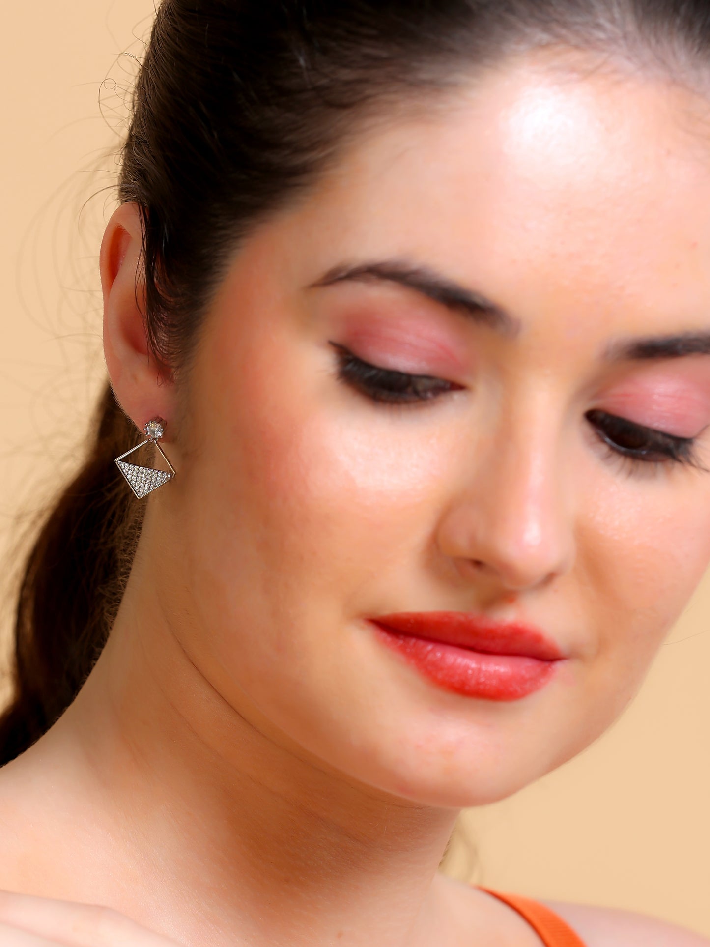PavŽ Diamond-Shape Drop Earrings