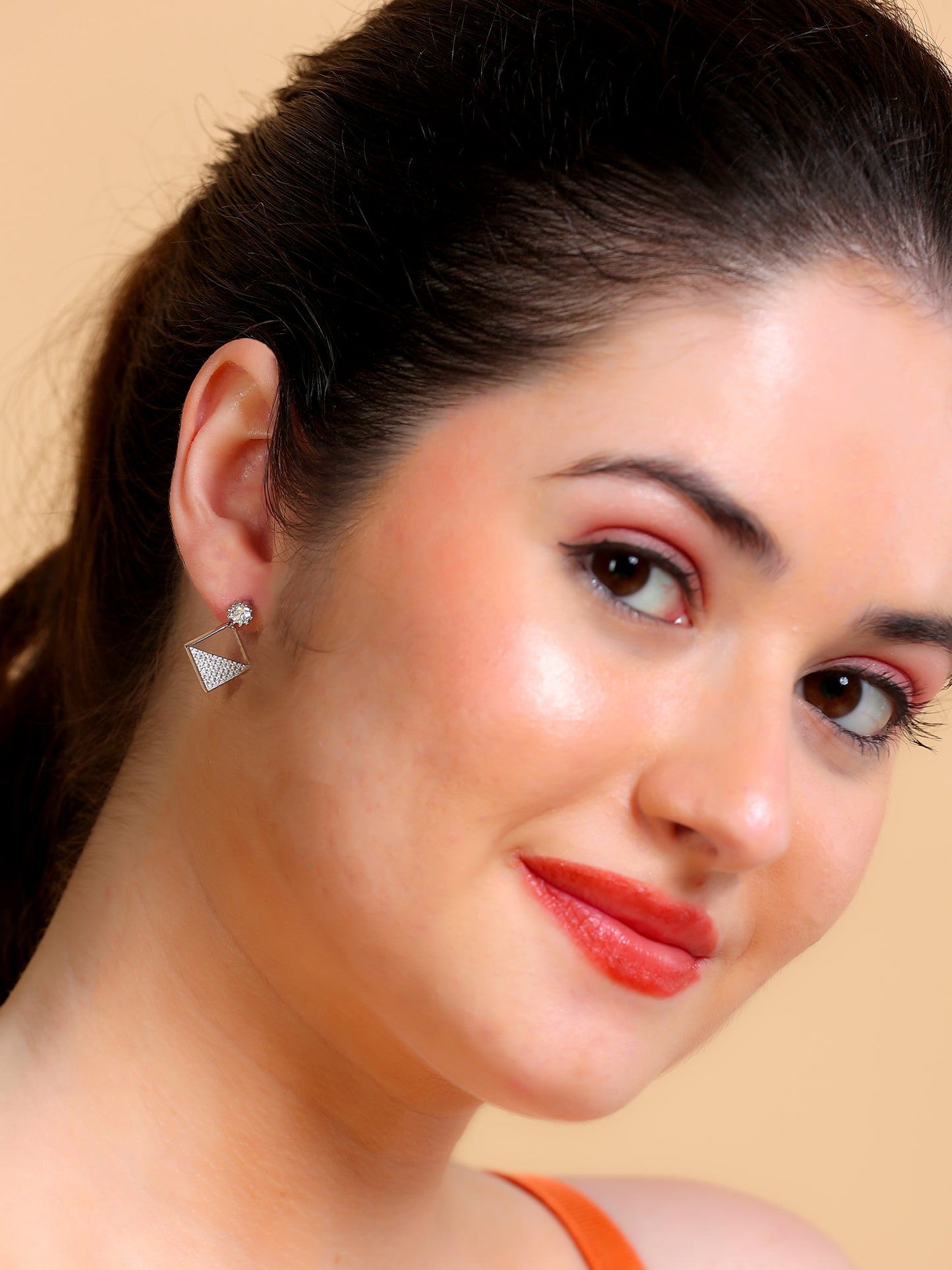 PavŽ Diamond-Shape Drop Earrings