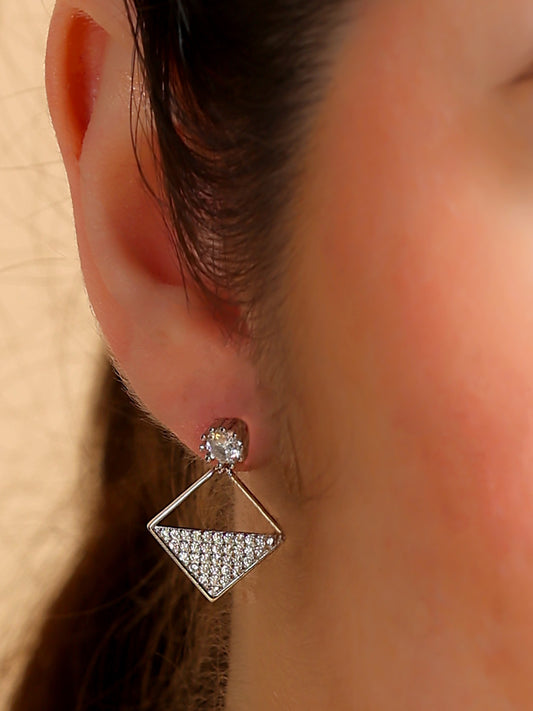 PavŽ Diamond-Shape Drop Earrings