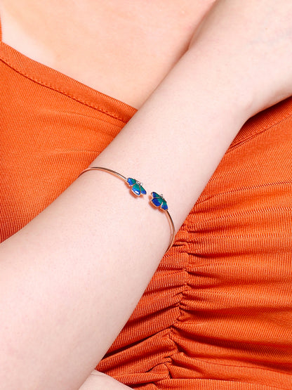 Enamel Butterfly Open Cuff Bracelet