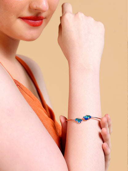 Enamel Butterfly Open Cuff Bracelet