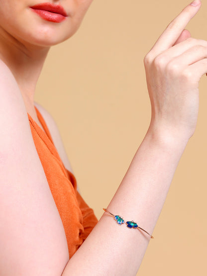 Enamel Butterfly Open Cuff Bracelet