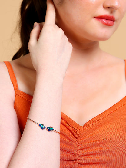 Enamel Butterfly Open Cuff Bracelet