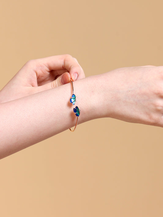 Enamel Butterfly Open Cuff Bracelet